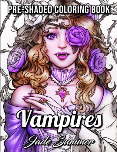 Vampires: A Grayscale Coloring Book with Mythical Fantasy Women, Sexy Gothic Fashion, and Victorian Romance Scenes (Grayscale Coloring Books for Adults) book cover