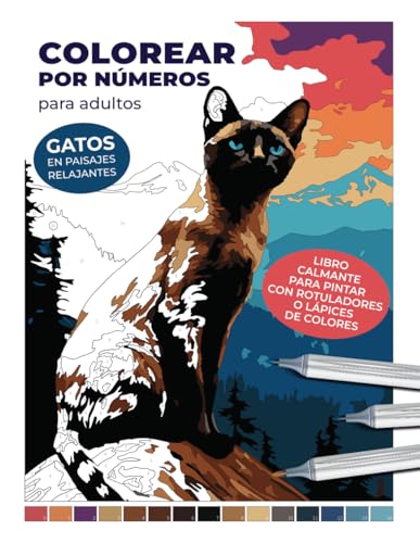 Colorear por números: gatos en paisajes
