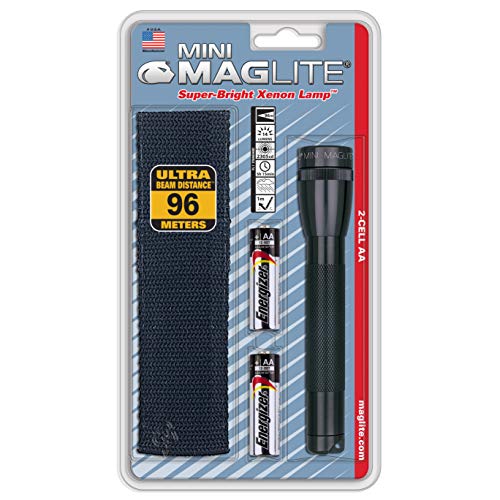 Mini Maglite Classic AA Incandescent Flashlight with Holster (Black)