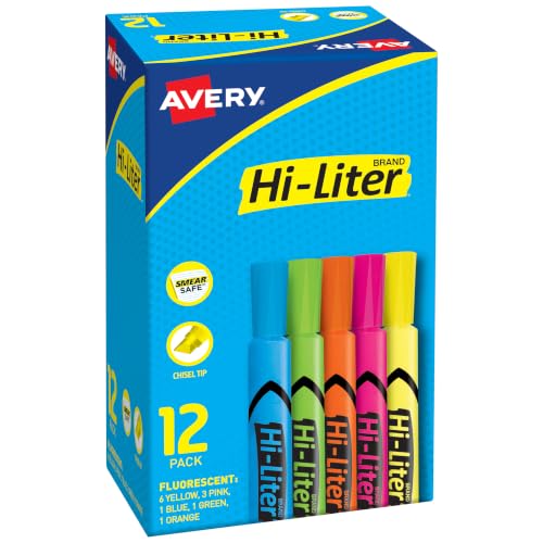Avery Hi-Liter Desk-Style Highlighters, Smear Safe Ink, Chisel Tip is great for sketc