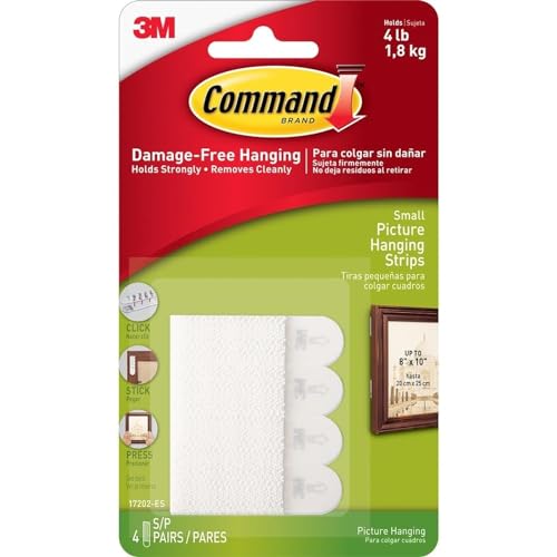 Command Small pack of 4 Pairs Picture Hanging Foam Strips, White,Form