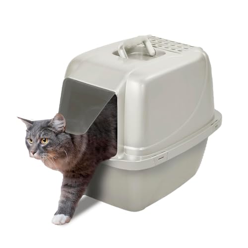 Vanness Arenero Grande Cubierto para Gato con Puerta Abatible y Filtro Reemplazable, Resistente y Fácil de Limpiar