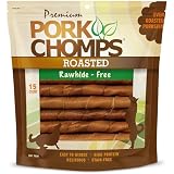 Pork Chomps Roasted Pork Skin Dog Chews 6 Inch Twists 15 Cou