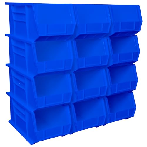 Akro-Mils 30240 AkroBins Plastic Storage Bins, 14-3/4 x 8-1/4 x 7, Blue, 12-Pack