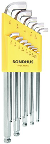 Bondhus 16737 13-Piece Stubby Ball End Hex L-Wrench Set, SAE