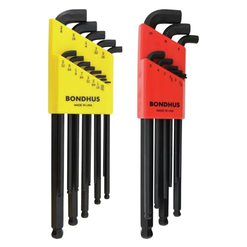 Bondhus 20599 Stubby Ball End Hex Key Set, SAE and Metric
