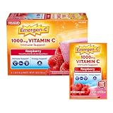 Emergen-C 1000mg Vitamin C Immune Support Powder Raspberry 30CT includes Zinc, Manganese, 7 B Vitamins and Electrolytes for Back to School Essentials