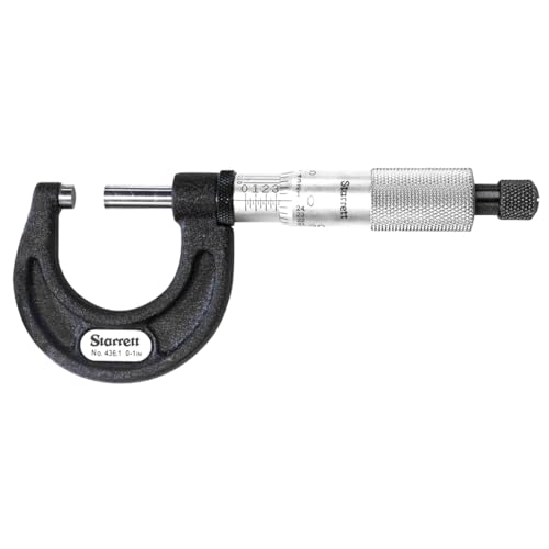 Starrett T436.1XRL-1 0-1 inch Outside Micrometer, Ratchet Stop, Carbide Faces