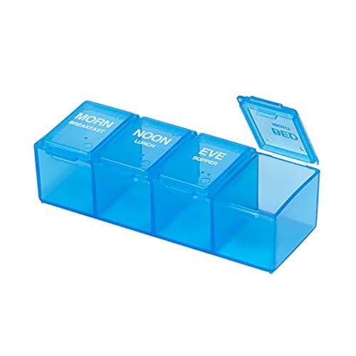 EZY DOSE Daily Pill Case, Medicine Planner, Vitamin Organizer Box, 4 Labeled Com