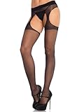 Leg Avenue Women's Sheer Garter Belt Panty Hose, Black (One Size)