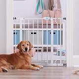 Carlson 29.5–36.5” Extra Wide Dog Gate with Small Pet Door, Walk-Through Pressure…
