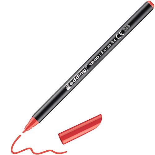 edding 1200 Feutre de coloriage pointe fine - rouge - 1 stylo - pointe ronde 1 m