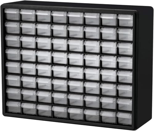 Akro-Mils 10164 64-Drawer Plastic Storage Cabinet, Black