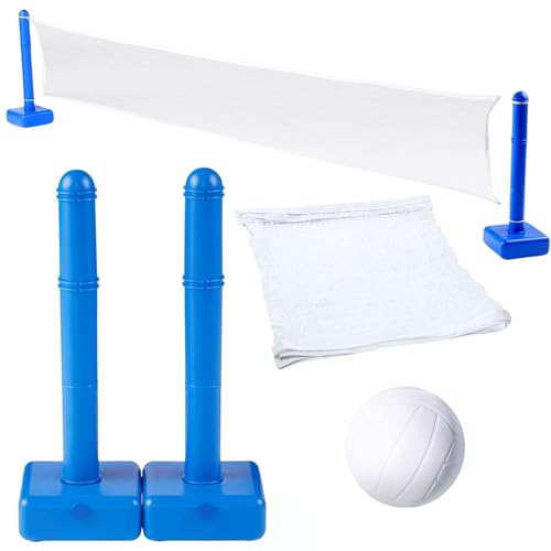 SWIMLINE - Juego de Red de Voleibol de Piscina con Bola Ajustable de hasta 20 pies de Ancho, para niños y Adultos, 2 Bases Azules de Relleno de Agua, fácil Montaje, Compatible con Piscinas Interiores