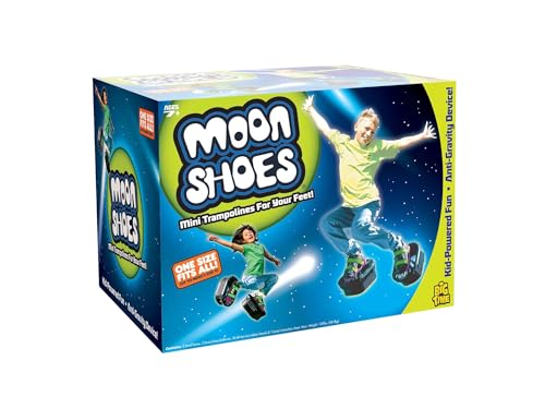 Moon Shoes - Zapatos hinchables, mini camas elásticas para tus pies, talla única, negro, nuevo y mejorado, rebotan tu camino a la diversión, muy duradero, sin montaje de herramientas, desarrollo atlético, hasta 125 libras