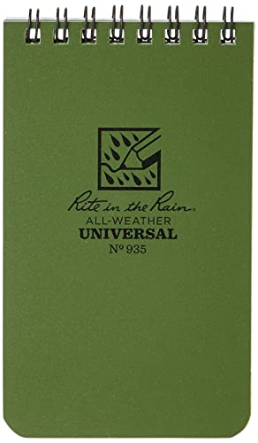 Rite in the Rain 935 3x5 Top-Spiral All-Weather Notebook, Green