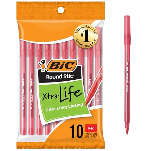 BIC Round Stic sfera penne mezzo punto 10/Pkg-rosso