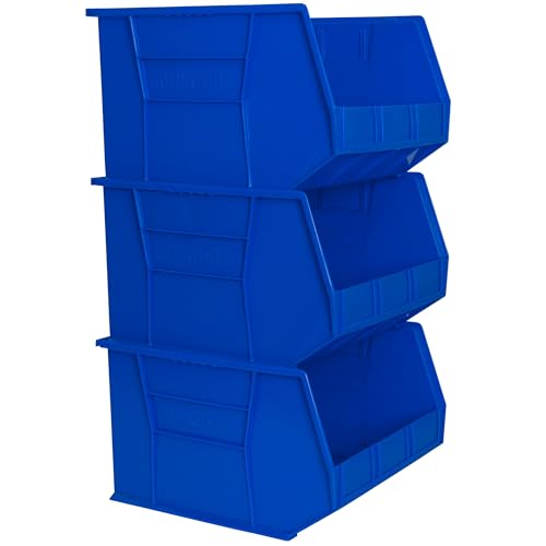 Akro-Mils 30270 AkroBins Plastic Storage Bins, 18 x 16-1/2 x 11, Blue, 3-Pack