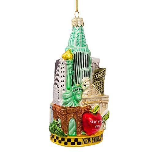 Kurt Adler NYC Cityscape Glass Ball Ornament 5.5 Inch