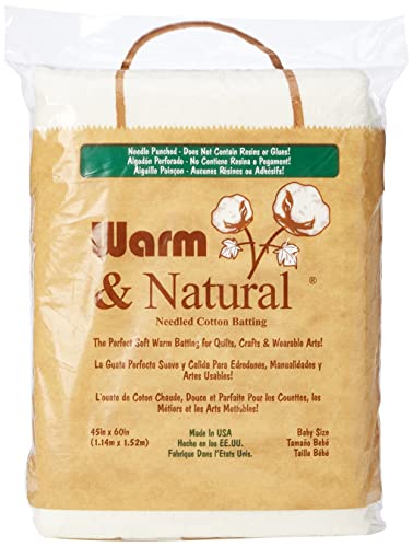 Warm & Natural Cotton Quilt Batting, Crib 45 x 60 inch