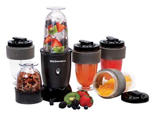 Elite Gourmet - Licuadora personal de bebida, 17 piezas, 300 W, 470 ml, color negro