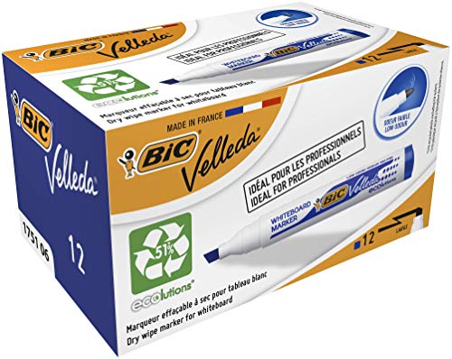 BIC Velleda 1751 ECOlutions Feutres pour Tableau Blanc Effaçables à Sec à Pointe