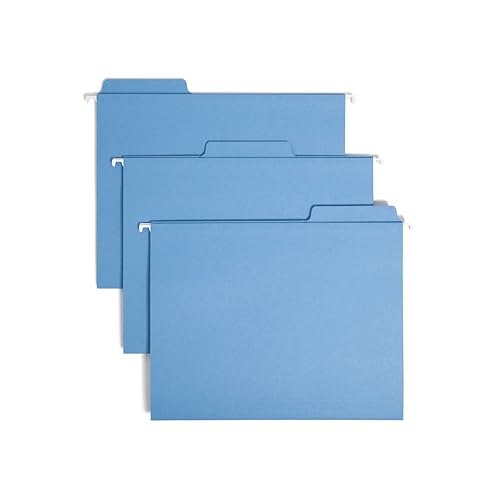 Smead FasTab Hanging File Folders, Letter, Blue, 20-Count (64099)