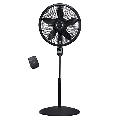 Lasko - Ventilador oscilante con pedestal ciclón, altura ajustable, temporizador, control remoto, 3 velocidades, para recámara, sala de estar, oficina en casa, 18 pulgadas, negro, 1843