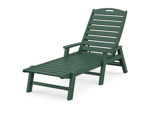POLYWOOD Nautical Chaise with Arms, Green