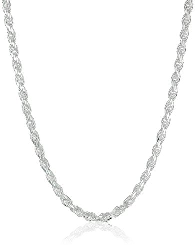 Amazon Essentials - Collar de cadena de plata de ley con corte de diamante, 16 pulgadas