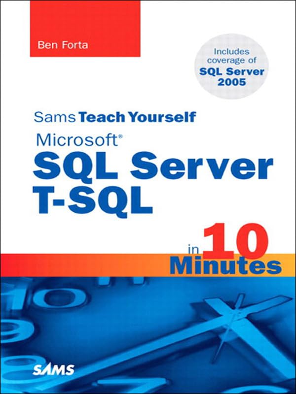Microsoft SQL Server T-SQL in 10 Minutes, Sams Teach Yourself book cover
