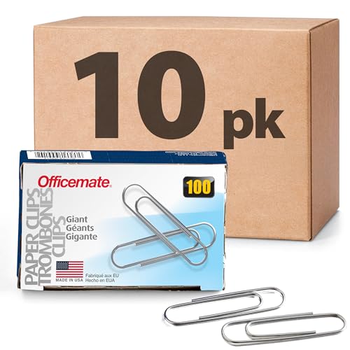 Officemate Giant Paper Clips, Pack of 10 Boxes of 100 Clips Each (1,000 Clips Total)