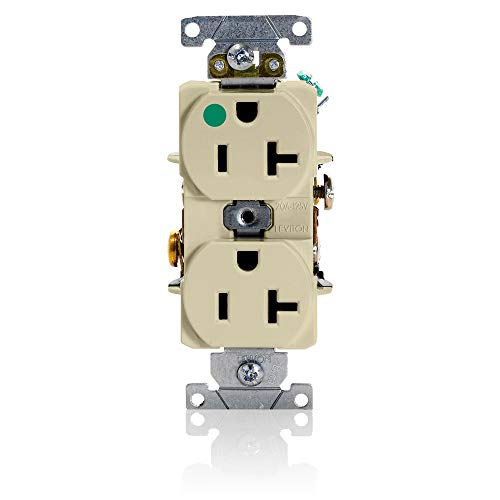 Leviton 20-Amp Duplex Hospital Grade Receptacle, 8300-HI, Ivory