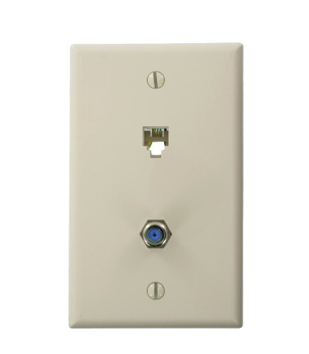 Leviton 40259-T Conector de pared para teléfono estándar, 6P4C X F, terminal de 
