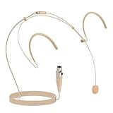 Pyle Pro Dual Over-Ear Headset Microphone - Professional Hands-Free Omni-Directional Boom Condenser Mic with 4-Pin Mini XLR, 3.9ft Cable, Windscreen - Secure Fit, Pro Audio for Presentations (Beige)