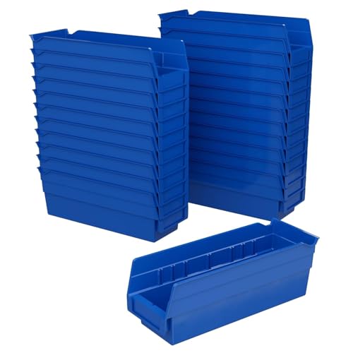 Akro-Mils 30120 Plastic Shelf Bins, 11-5/8 x 4-1/8 x 4, Blue, 24-Pack