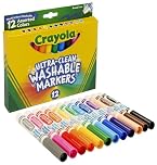 Crayola Broad Line Markers (12 Count), Washable Markers for Kids, Assorted Colors, Arts & Crafts Supplies, For Coloring Books