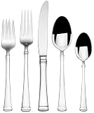 Mikasa Harmony Silverware Set for 12, 65-Piece 18/10 Stainless Steel Flatware Set with Flared Handles, Dishwasher Safe Cutlery Set, Elegant Dining Utensils