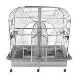 A&E Cage Co. Double Macaw Cage with Removable Divider, 64"x32", Black