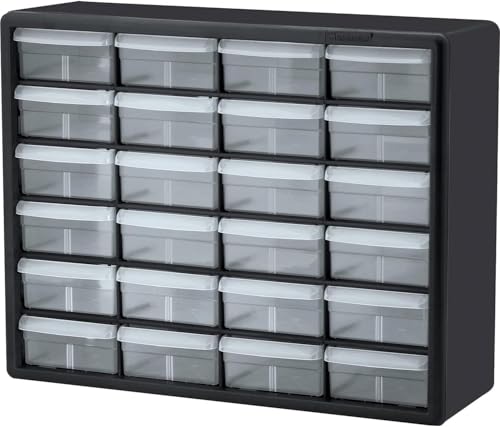 Akro-Mils 10124 24-Drawer Plastic Storage Cabinet, Black