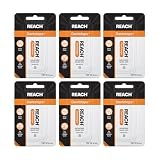 REACH Dentotape Waxed Dental Floss Tape, Unflavored, Extra Wide Floss, Shred & Frey Resistant, Plaque Remover for Teeth, Easy on Gums & Teeth, Oral Care, PFAS Free, for Adults & Kids, 6 Pack, 100 yd