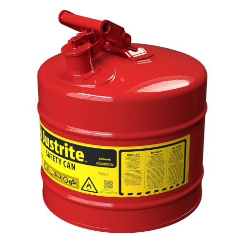 Justrite 7150100 5-gallon Type I Steel Safety Can, Red