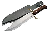 SZCO Full Tang Bowie Fixed Blade Hunting Knife 15 inch - Camping Knife with Leather Sheath for Men - Firm Grip Handle, Brass Guard with Carbon Steel Clip-Point Blade Knifes for Camping, Outdoor