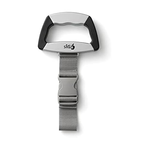 Eat Smart SmartGrip Portable Instant Read Digital Handheld Luggage Scale, Compact, Easy to Read, Lightweight, Durable, High 110 lb Capacity, Battery Included, Silver