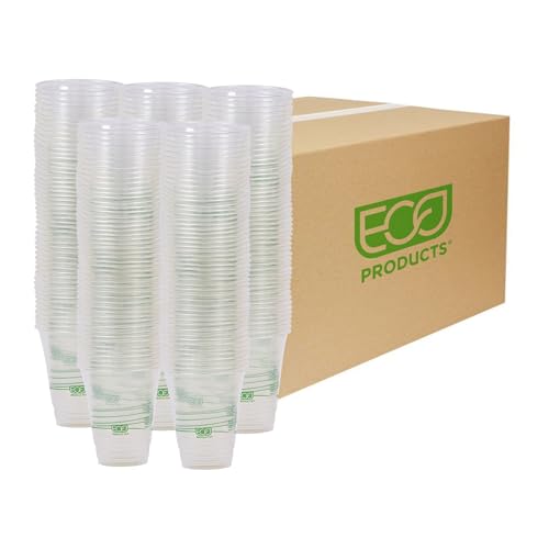 ECO PRODUCTS GreenStripe Clear Compostable 12oz PLA Plastic Cups, Case of 1000, 