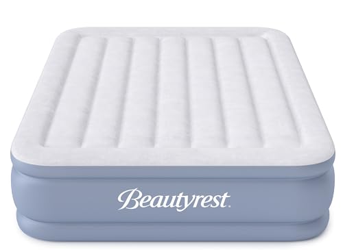 Simmons Beautyrest Hi-Loft Express colchón de aire inflable: raised-profile cama de aire con bomba externa, Full, Full, Azul, MATRIMONIAL, 1