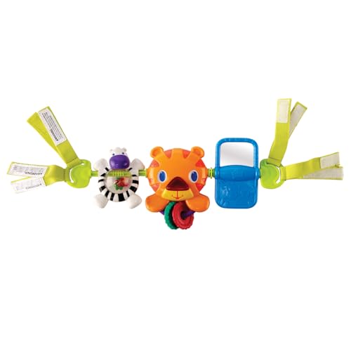 Bright Starts Barra de Juguetes Didácticos para Bebés, Tigre con Sonido, Sonaja, Espejo, se Puede Colgar en la carriola o portabebe, Unisex, a Partir de 0 Meses
