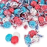 Fun Express Patriotic Red White and Blue Salt Water Taffy Candy Bulk - Individually Wrapped 1.5 Pounds, 67 Pieces | Cherry, Blueberry & Vanilla Flavors for 4th of July Parties, Parades & BBQs