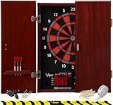 Viper Neptune Electronic Dartboard with Cabinet, 15.5 in Regulation Target, 57 Games, 16 Players, 6 Darts Included, Black