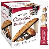 Nonni's XL Biscotti Dark Chocolate with Almond Cookies, Individually Wrapped Italian Coffee Snacks, 25 Cookies, 33.25 oz. Large Carton (Pack of 1)